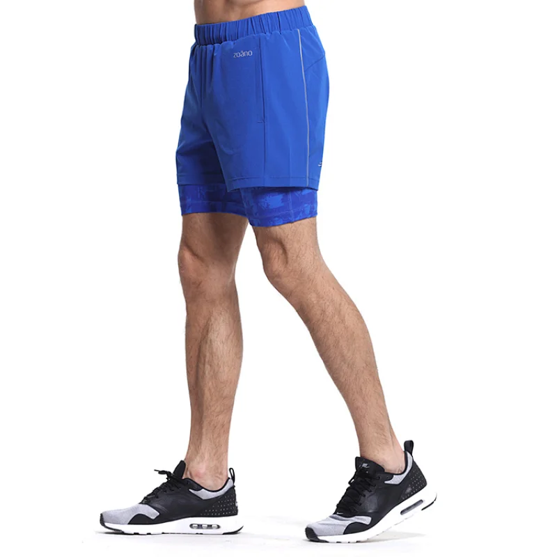 Wholesale online shopping custom logo  2 in 1 workout sport active loose-fit shorts for men