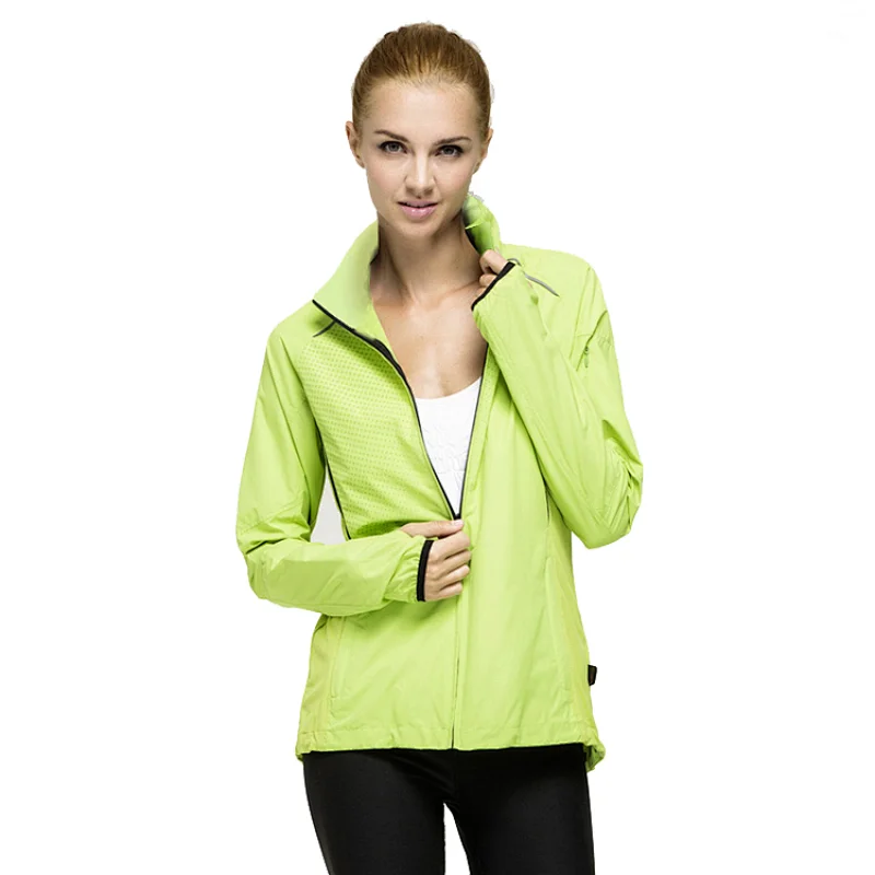 Wholesales women high quality running windbreaker  with logo  gym sport jacket for women