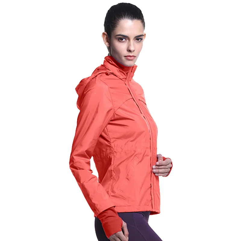 Women latest design wholesale pullover windbreaker with hoody running jacket