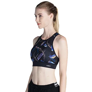 2020 wholesale sublimation printed yoga bra women mesh racerback Strapless removable cup Sports Bra