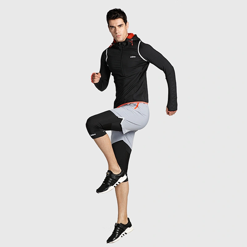 Men special hooded reflective sports sweater with thumb-hole long sleeve T shirt