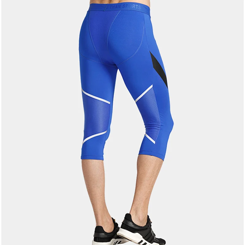 Wholesales men's compression Running 4 Way Stretch Leggings capri pants