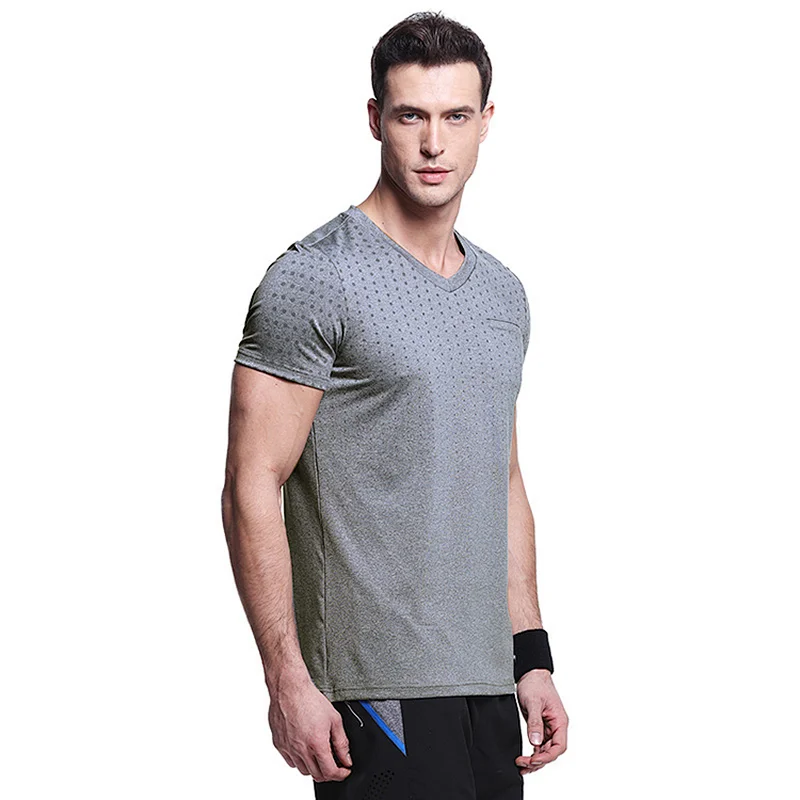Mens gym dry fit t-shirt crew neck fitness polyester mens t shirt
