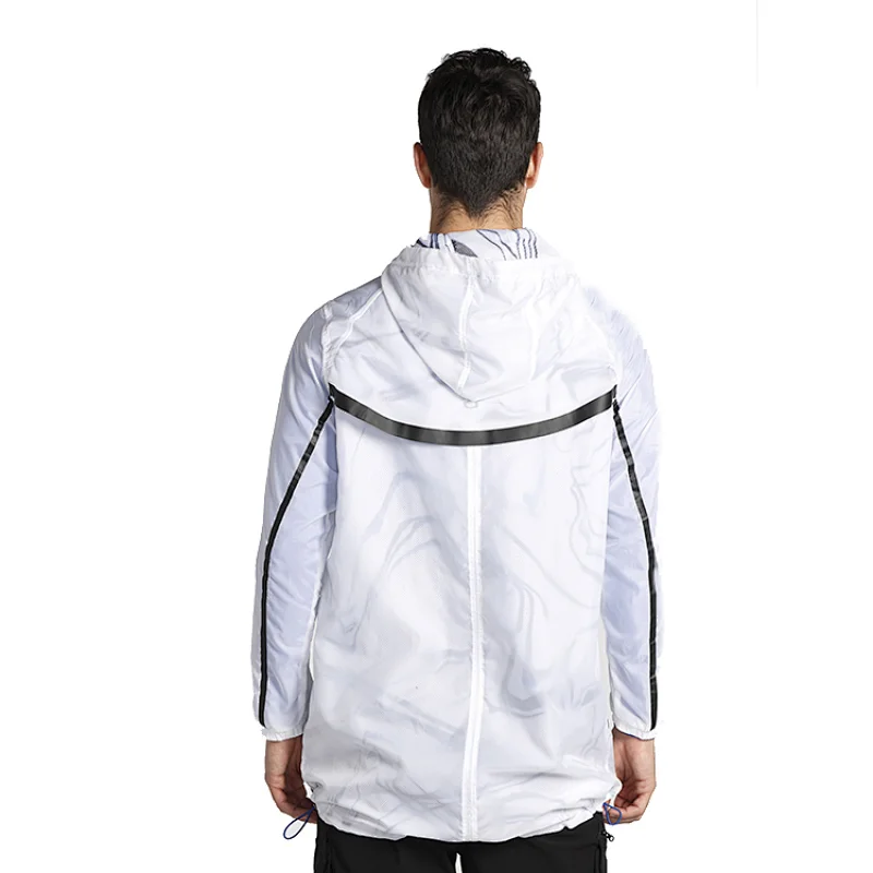 Sun protection windproof woven outerwear sportswear men UPF hoody skin jackets with waterproof zip