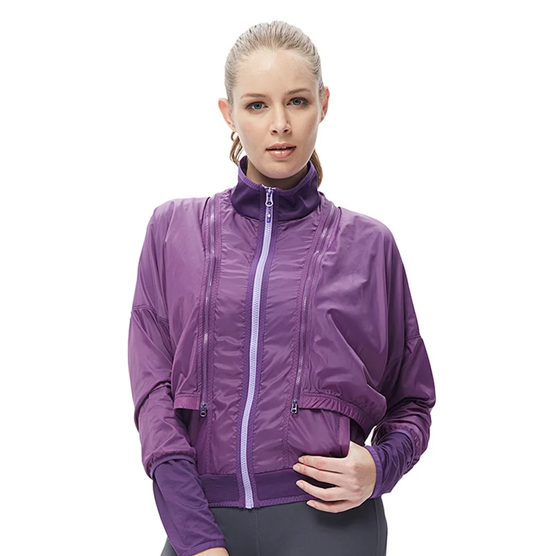 Custom colorblock sport running windbreaker jacket for women sportswear
