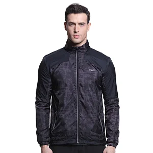 Wholesales sun protection light weight woven print fabric outerwear windbreaker men sports skin jackets with zip