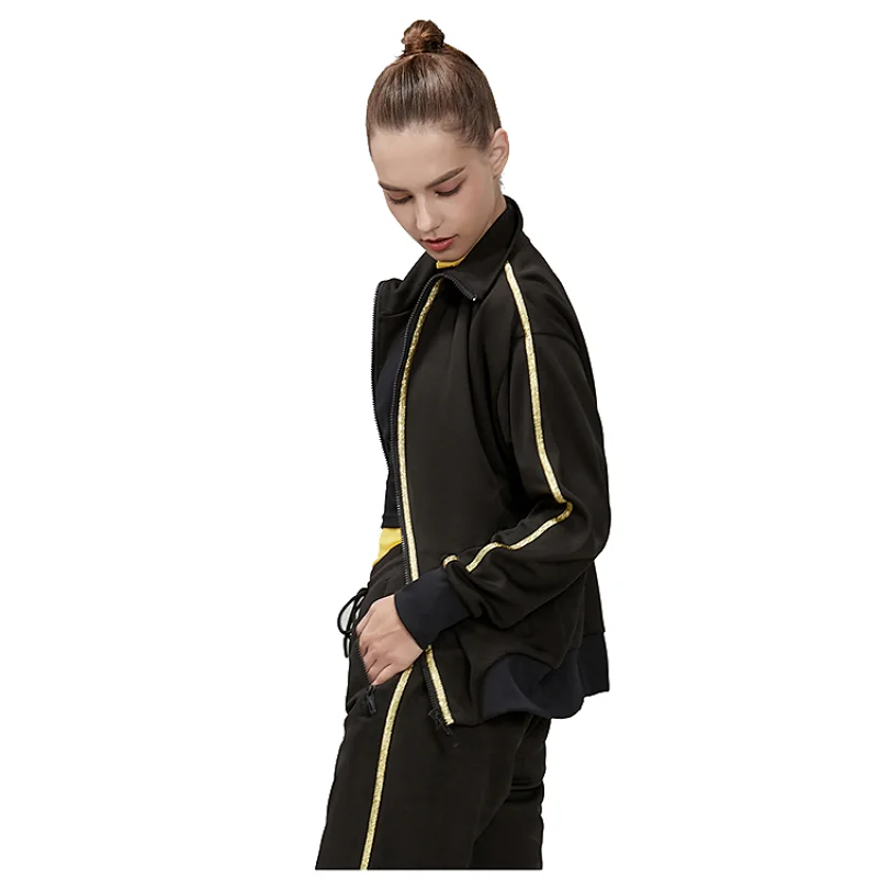 Custom Womens Tracksuits Tape Gold Men OEM Service Adults Support with Zipper Jacket Wholesale Joggers Top