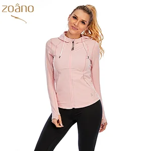 Running with Side Pockets Stretchy Thumb Hole Yoga Tight Long Sleeve Zipper Woman Custom Tactical Sportswear Jacket
