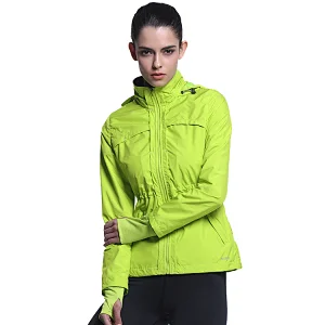 Women latest design wholesale pullover windbreaker with hoody running jacket