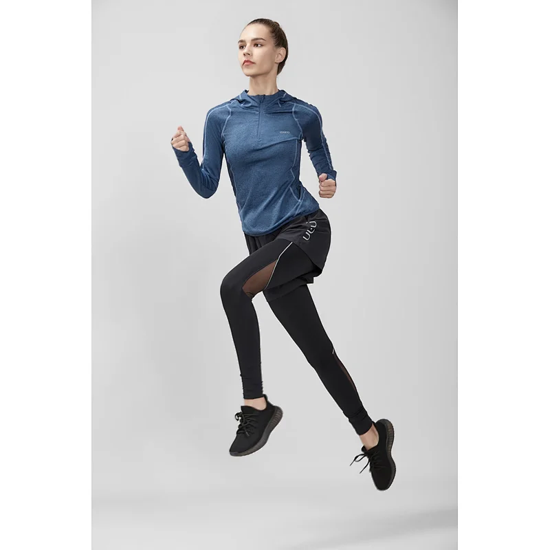 High quality Custom reflective print double layer running shorts capri yoga wear print  yoga pants fitness leggings for women