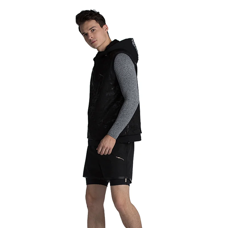 Custom sport fitness sweatshirt half zip print sleeveless casual gym hoodies for men