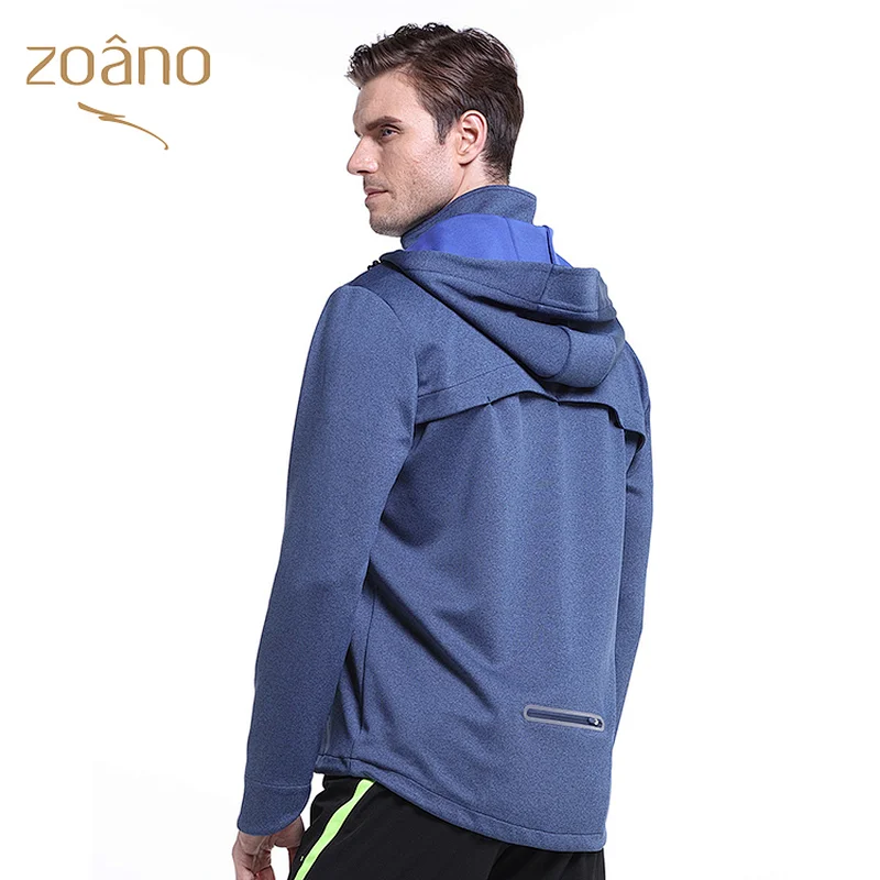 Mens' fashion windbreaker jacket  softshell jacket with  detachable hoody Sports Coat Quick Dry Outdoor Zip Running Jacket