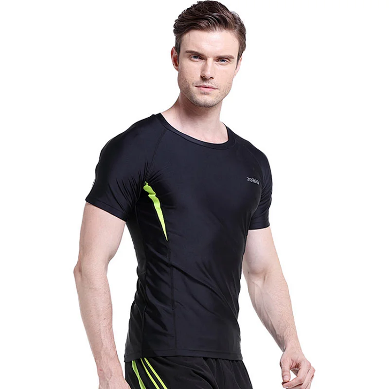 Fitness Sports Elastic Clothing Athletic Bodybuilding muscle fit Mens Running T Shirts sport