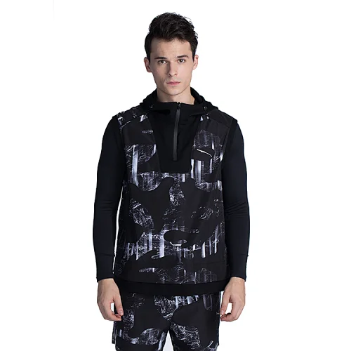 2020 Hot Sale New Design half zipper Sleeveless Hoodie For Men Fitness Casual Sweat shirt