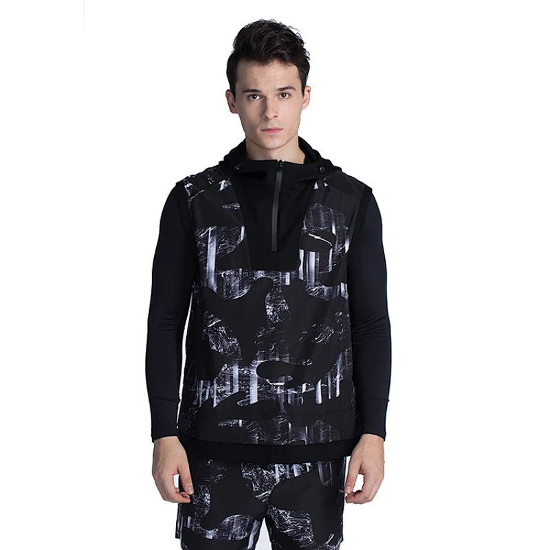 2020 Hot Sale New Design half zipper Sleeveless Hoodie For Men Fitness Casual Sweat shirt