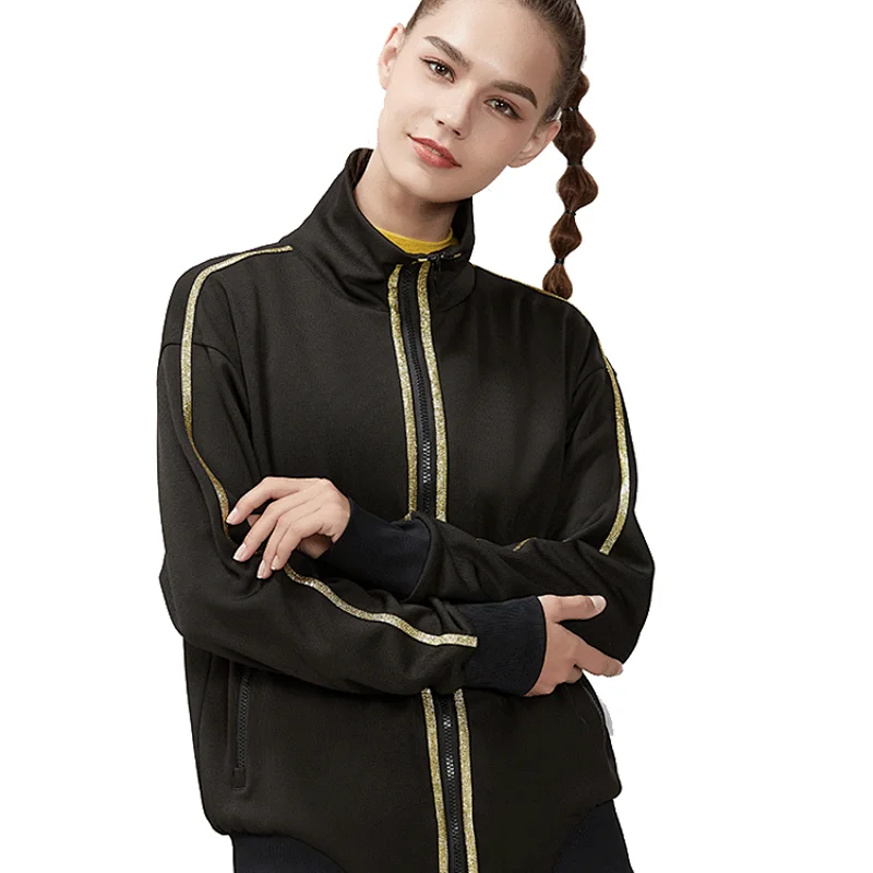 Custom Womens Tracksuits Tape Gold Men OEM Service Adults Support with Zipper Jacket Wholesale Joggers Top