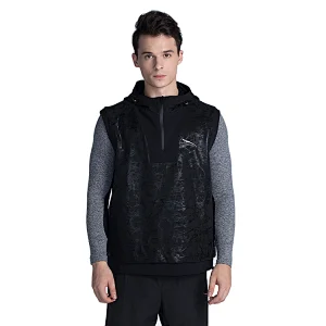 Custom sport fitness sweatshirt half zip print sleeveless casual gym hoodies for men