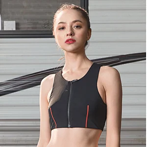 Wholesale custom design front zip sexy women sports bra