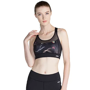 Solid and Printed Yoga Top Bra Sports Bra 2020 Sublimation Sexy Mesh Two in One Set Strappy Back Net Women Adults Quick Dry