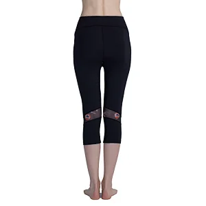 Wholesale customized women's polyester and spandex mesh breathable 3/4 length yoga gym leggings