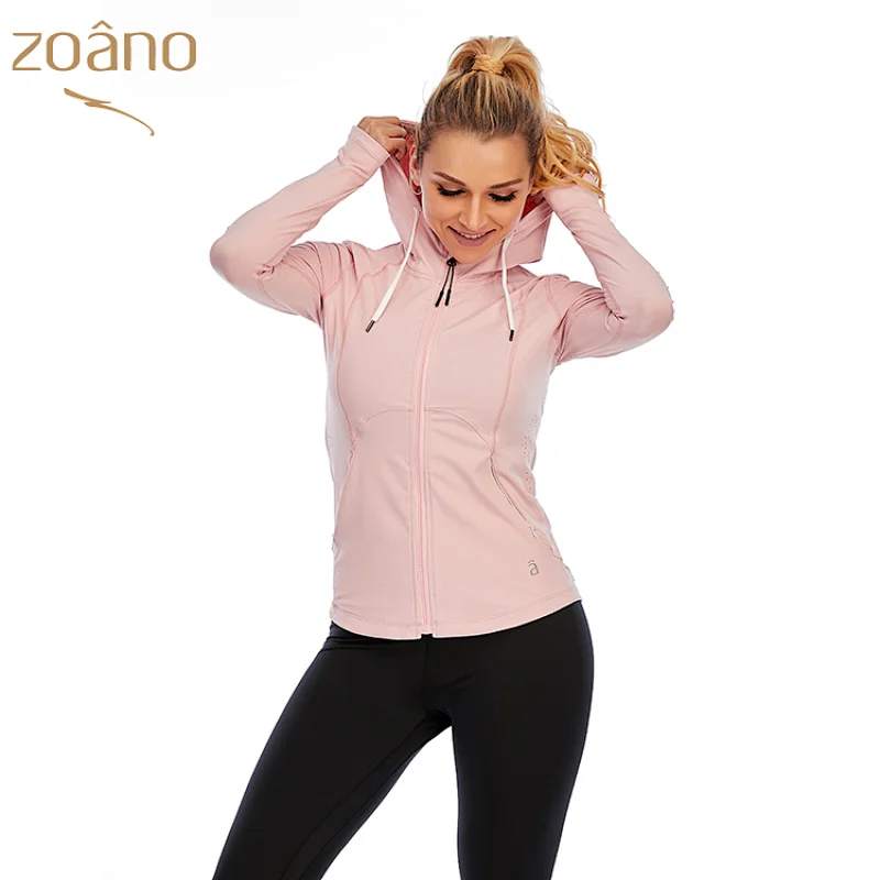 Running with Side Pockets Stretchy Thumb Hole Yoga Tight Long Sleeve Zipper Woman Custom Tactical Sportswear Jacket