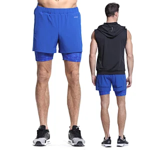 Wholesale online shopping custom logo  2 in 1 workout sport active loose-fit shorts for men