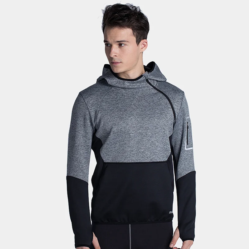 sports hoody with thumb-hole  longsleeve t shirt with half zip sweatershit
