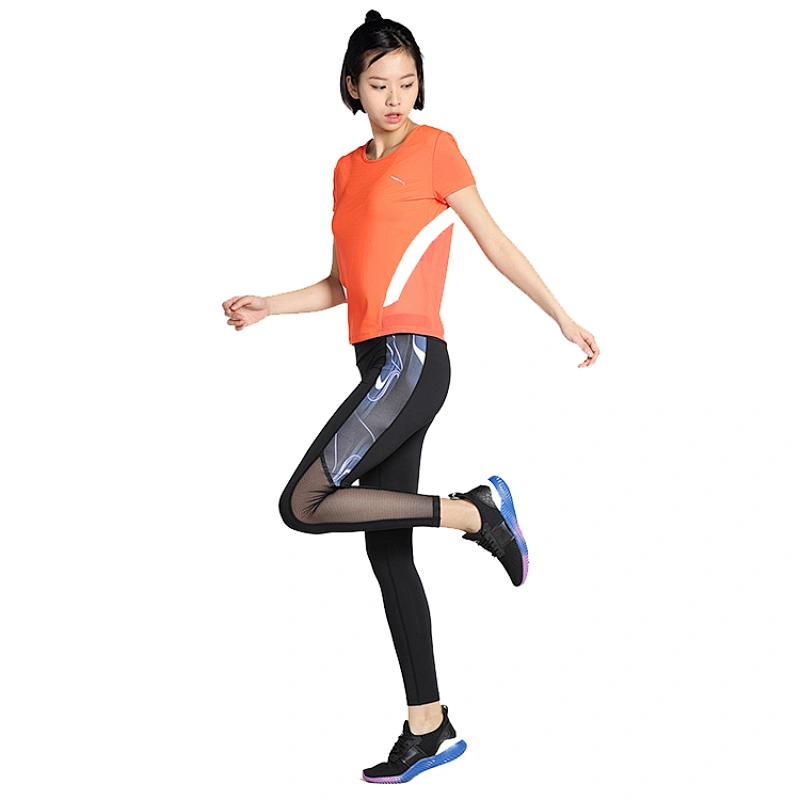 Dry Quick Short Sleeve Gym Round Neck Women's Slim Fit Sport T-shirt  sport Custom printing women workout t shirt