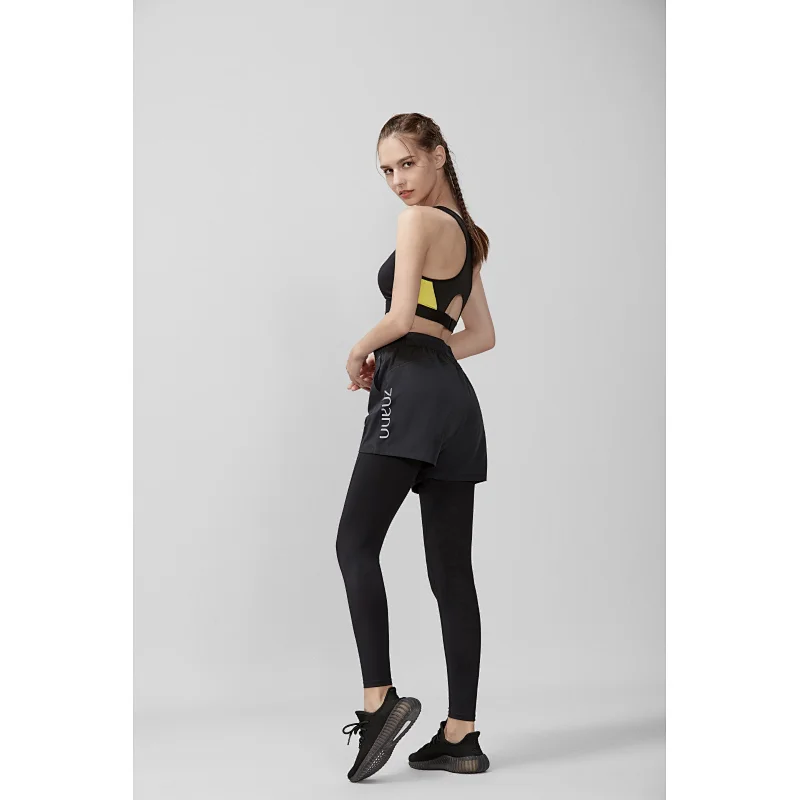 Custom reflective print double layer running shorts capri leggings for women yoga pants fitness leggings for women