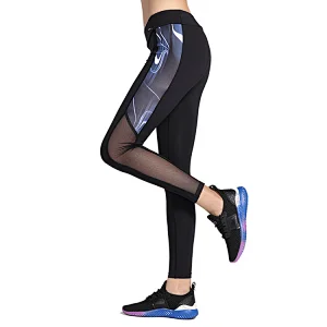 New style lightweight spandex mesh print  design gym pants yoga leggings for women