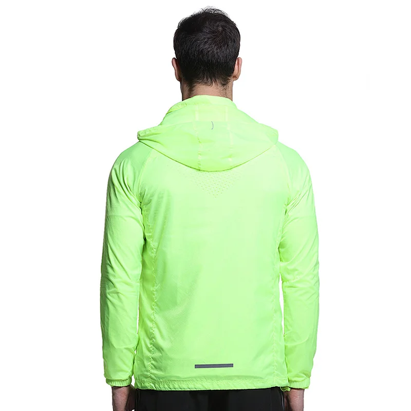 Sun protection breathable windproof woven outerwear sportswear running men UPF hoody skin jackets with waterproof zip