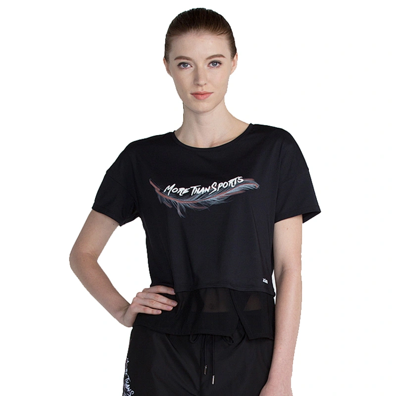 custom quick dry t shirt womens solid colourl loose running wear printing mesh sports t shirt