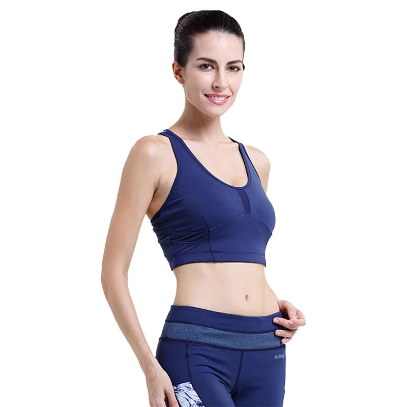 ladies sexy pushup yoga bra women high quality removable cup cross back mesh Sports Bra