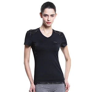 High quality sport short sleeve T-shirt for women running yoga v neck breathable slim fit t shirt