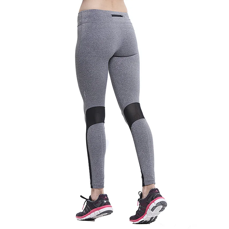 Quick dry spandex  sport workout  sweat wicking women mesh yoga pants  with zip pocket