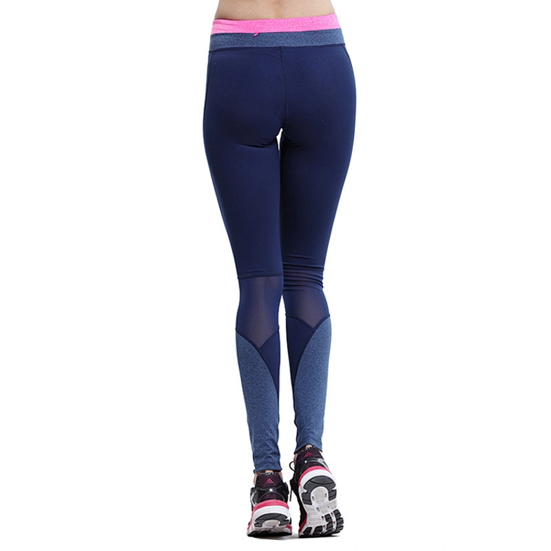 Comfortable fit pattern reflective logo quick dry long pants women mesh yoga leggings fitness with  hidden zip pocket