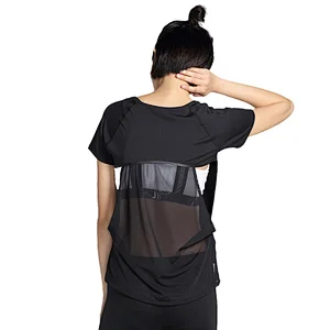 Spandex sports  Workout Gym Sport T-shirt Fitness t shirt for lady