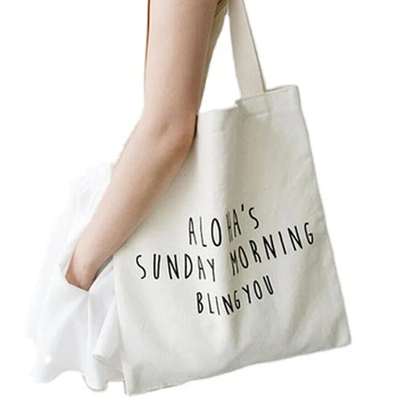 custom large shopping pocket handbag cotton canvas tote bag