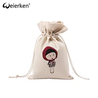 Small christmas cotton cloth Double Drawstring gift bags