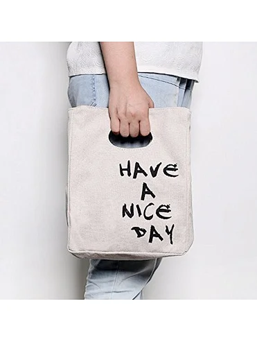 2020 custom printed reusable eco waxed canvas handle organic white cotton insulated large lunch tote bag for office