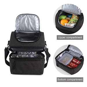 Nylon Insulated Lunch Bag Travel Organizer Portable Meal Prep Gym Bag