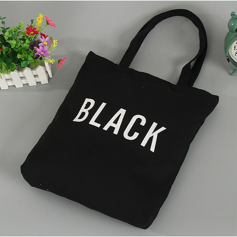 customize promotional black reusable 14oz cotton canvas shopping grocery tote shoulder strap bags manufacturers