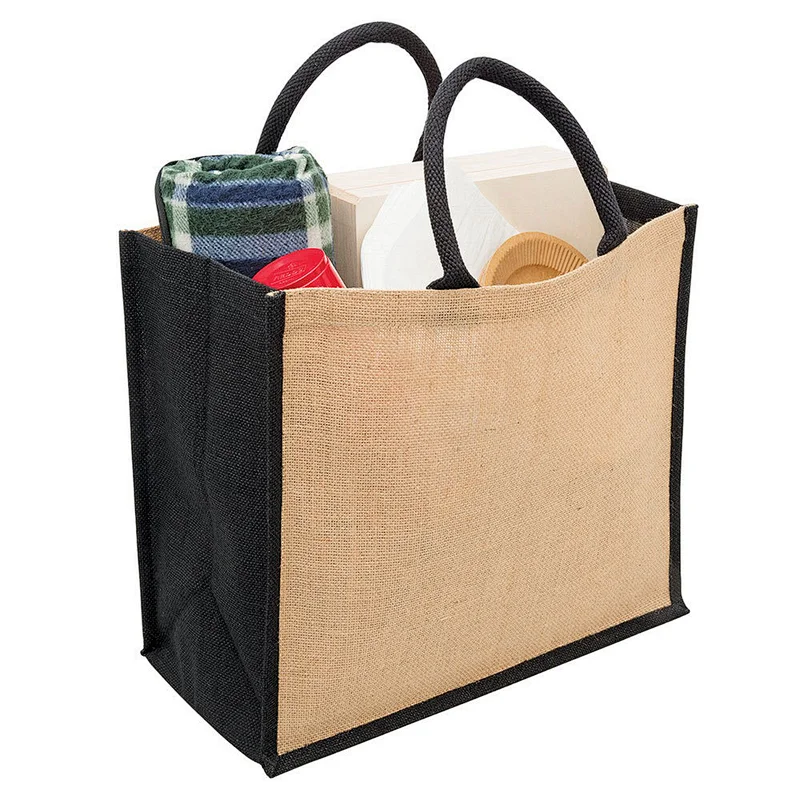 promotion hessian jute shopping bag with custom printed logo