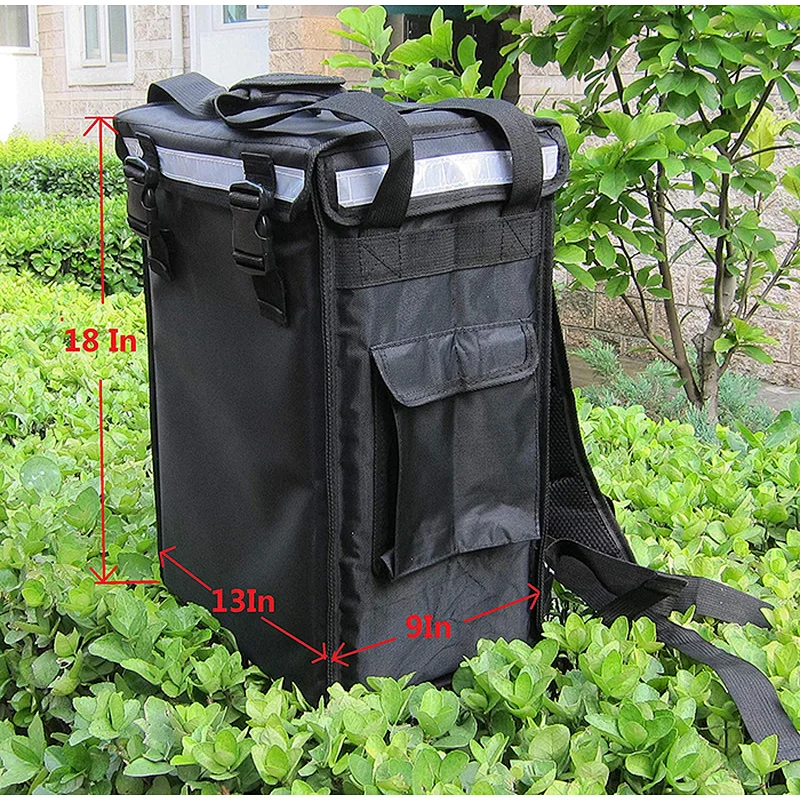 wholesale customize black waterproof big motorcycle pizza hot food insulated thermal delivery packaging backpack bag