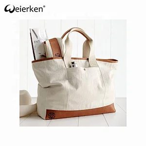 Large Capacity Creative Style canvas Leather Bag