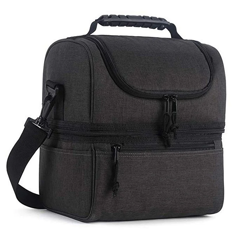Nylon Insulated Lunch Bag Travel Organizer Portable Meal Prep Gym Bag