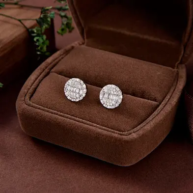 bar stud earrings silver