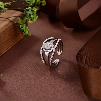 silver and wood ring