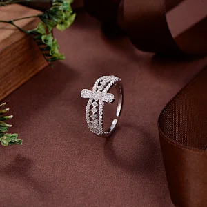silver princess cut ring