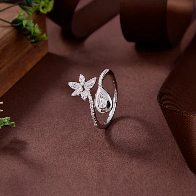 silver and rose gold ring